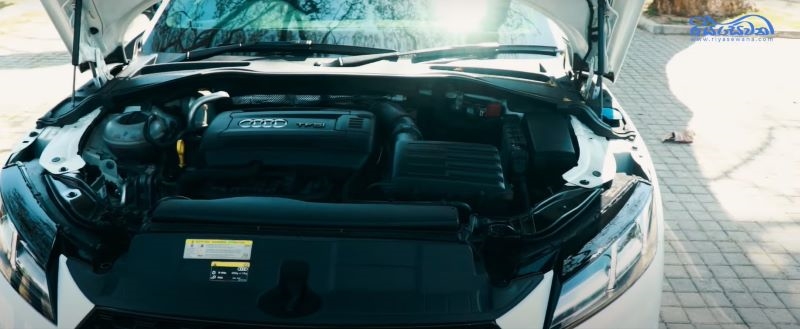 The engine compartment of the Audi TT S-Line Roadster