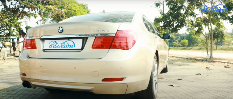 The rear exterior view of the BMW 730d