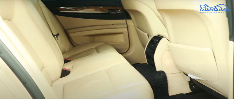 The rear-interior view of a BMW 730d