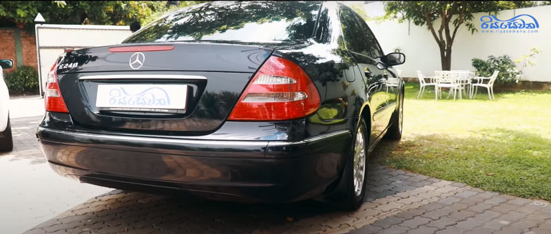 The rear exterior view of the Benz E240