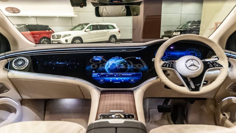 The front-interior view of the 2024 Mercedes-Benz EQS 450 SUV