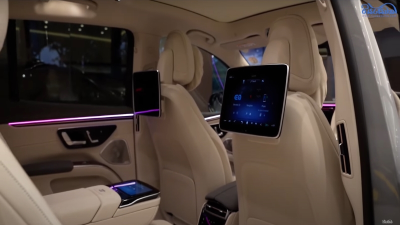 The rear-interior view of the 2024 Mercedes-Benz EQS 450 SUV
