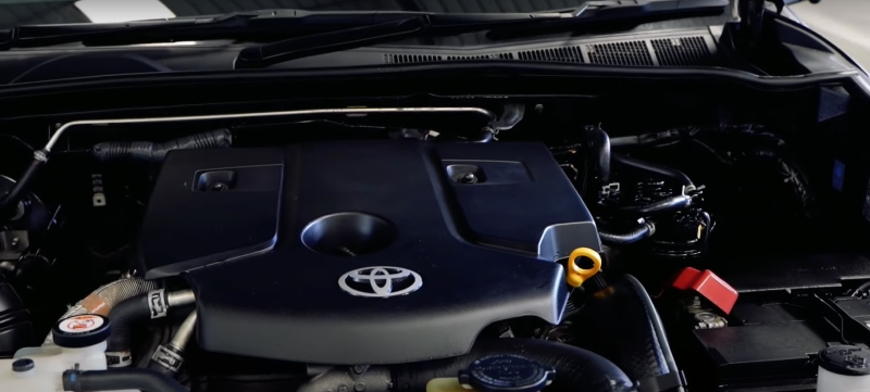 The engine compartment of the 2019 Toyota Hilux REVO double cab
